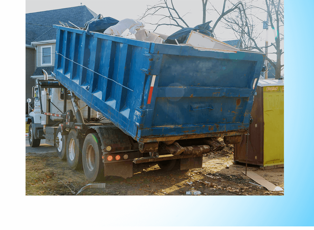 Trash dumpsters loading the garbage container construction material