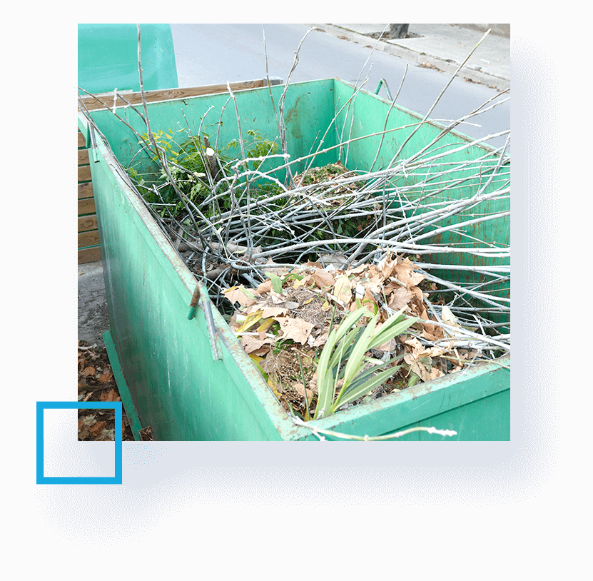 Garbage container with plant waste